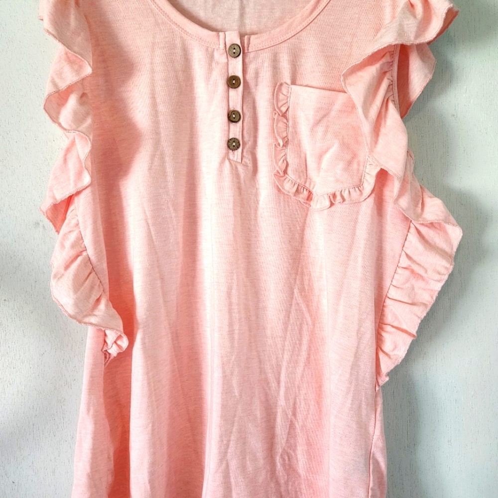 Pink ruffle top.